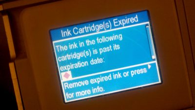 Expired Ink Cartridges Message