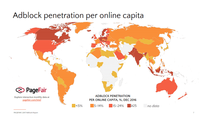 Adblock Penetration Per Online Capita Global