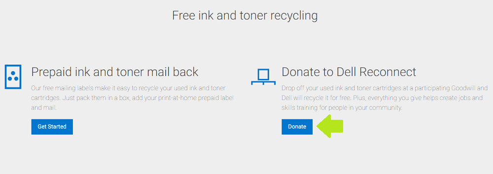 Dell Cartridge Recycling Donating Option
