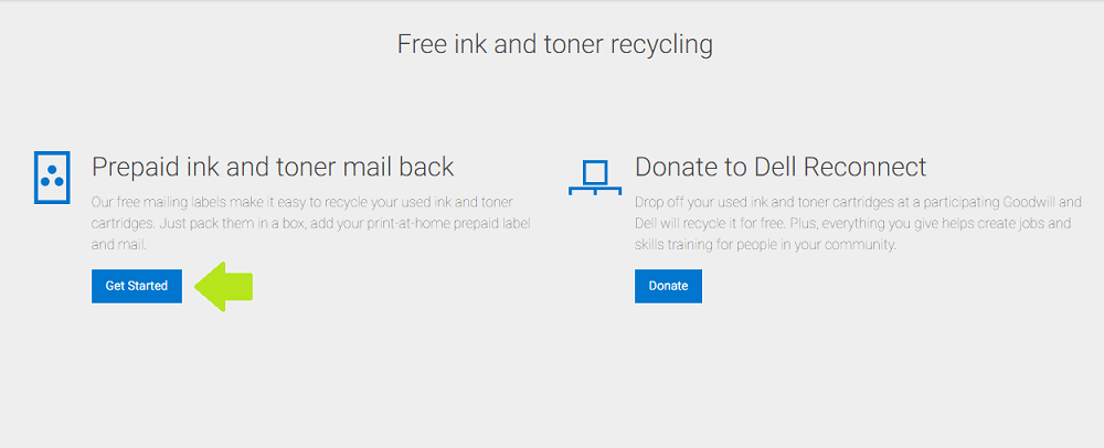 Dell Cartridge Recycling - Screenshot From the Website