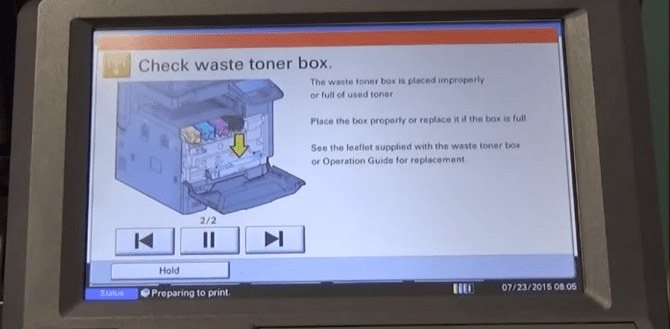 Kyocera Waste Toner Box Full Message
